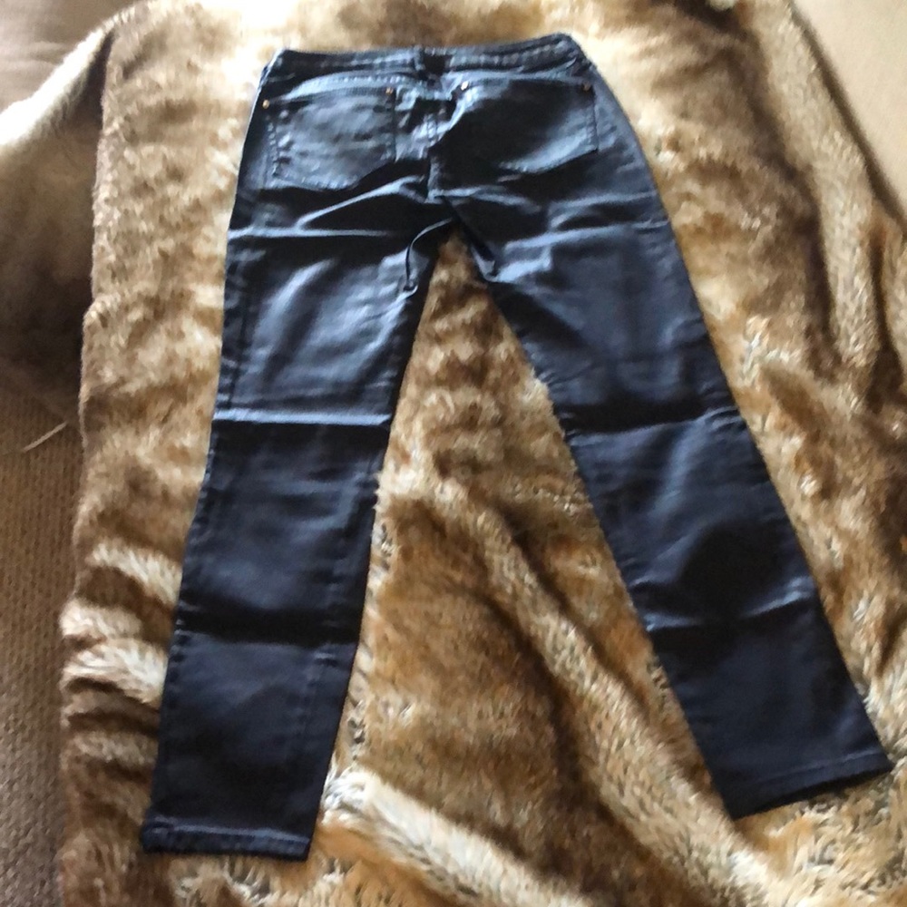 ZARA PU Leather Navy Blue Skinny Pants Size 06 US